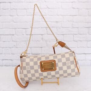 Louis Vuitton Eva Damier Azur Small Crossbody Shoulder Purse Chain Strap A4261